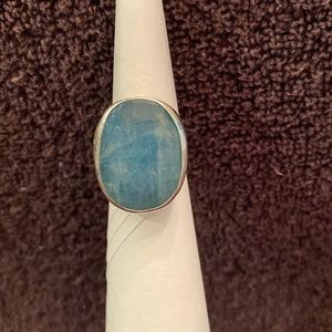 Milky aquamarine ring